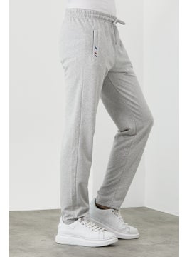mmetalic Gray Men's Zipper Pocket Embroidery Detailed Straight Leg Casual Cut Sweatpants  - Image 3