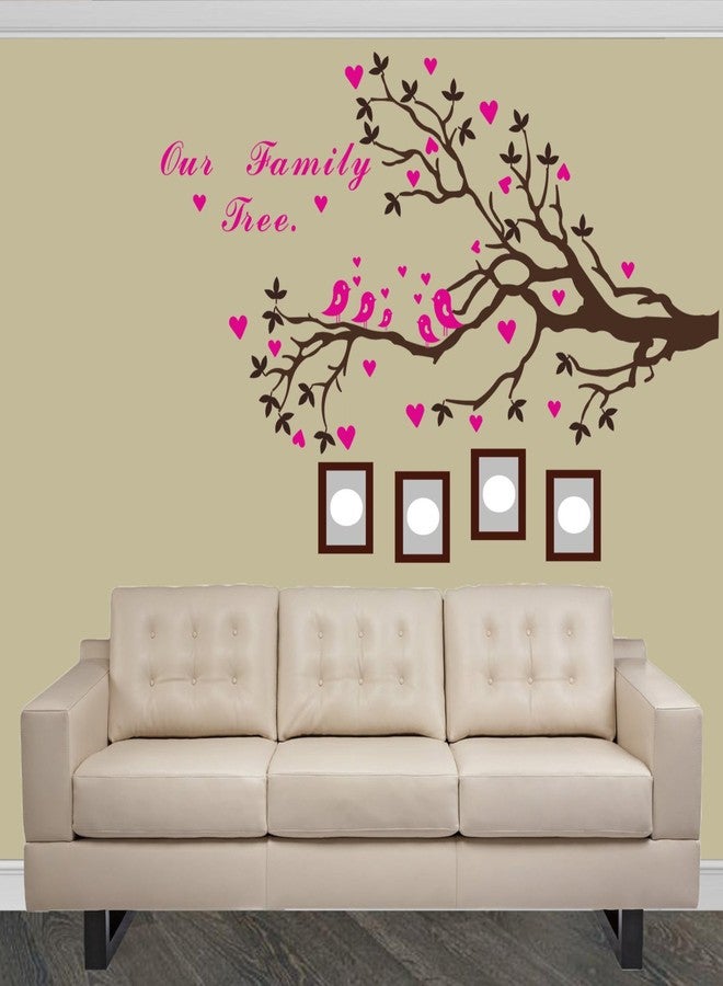 Asmi Collections PVC Wall Stickers Pink Family Tree Birds - Image 1
