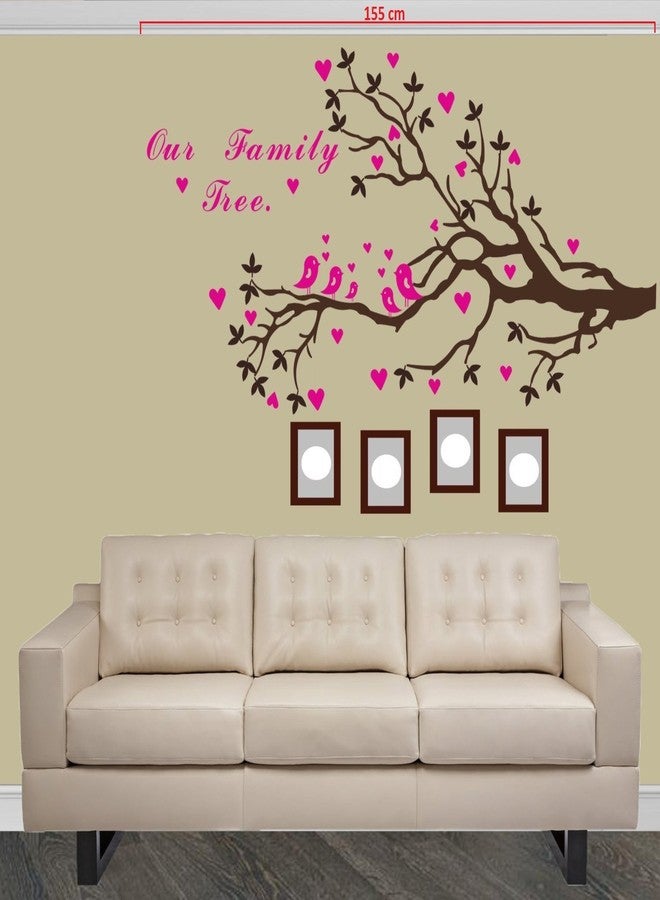 Asmi Collections PVC Wall Stickers Pink Family Tree Birds - Image 2