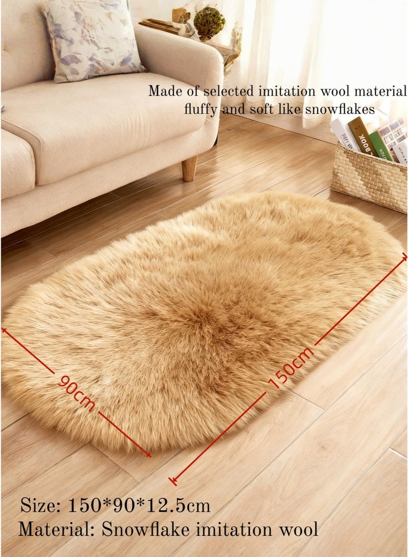 Beautiful Creative home imitation wool carpet and floor mat, suitable for bedrooms and living rooms, fluffy snow wool carpet, suitable for children's rooms, baby rooms and dormitories, comfortable plush carpet, super soft throw pillow carpet, long wool decorative carpet, suitable for indoor home flooring, size 90x150 cm (brown) - Image 2