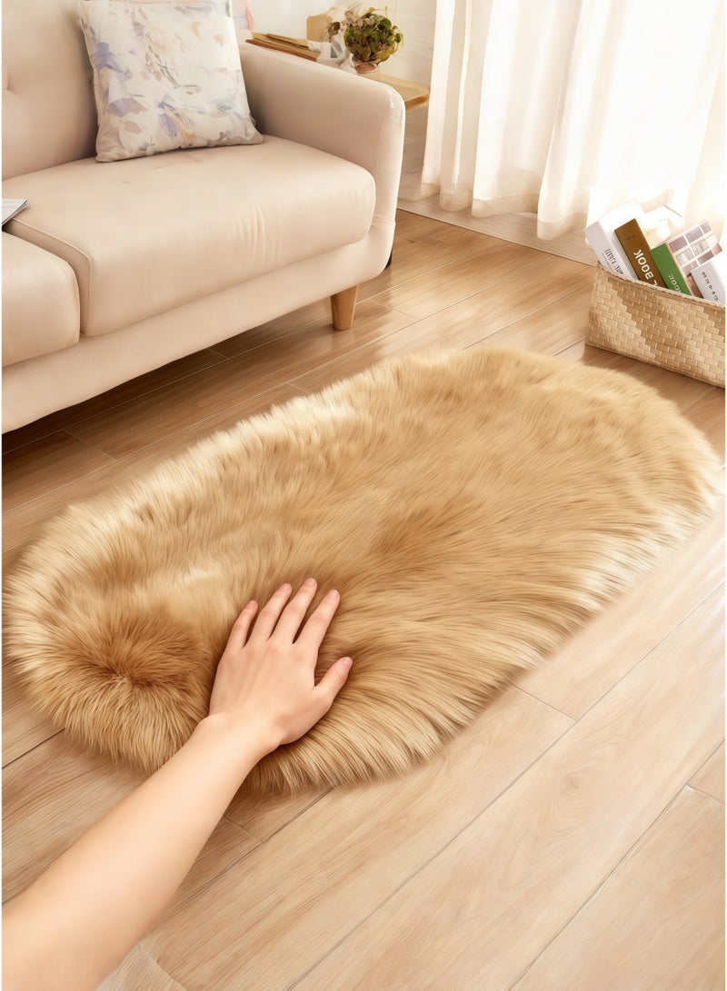 Beautiful Creative home imitation wool carpet and floor mat, suitable for bedrooms and living rooms, fluffy snow wool carpet, suitable for children's rooms, baby rooms and dormitories, comfortable plush carpet, super soft throw pillow carpet, long wool decorative carpet, suitable for indoor home flooring, size 90x150 cm (brown) - Image 4