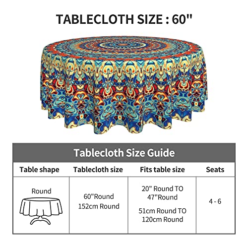 Arroganttiom Boho Round Tablecloth 60 inch, Bohemian Circle Table Cloth, Stain Resistance, Water Repellent and Wrinkle-Free, Colorful Tablecloth Decor for Home Kitchen Dining Party Patio Indoor and Outdoor Use - Image 5