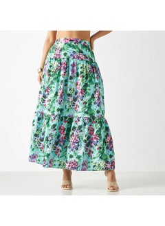 2Xtremz 2Xtremz All-Over Floral Print Tiered Skirt with Semi-Elasticated Waistband  - Image 1