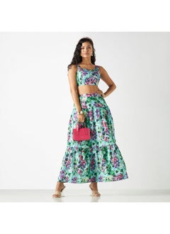 2Xtremz 2Xtremz All-Over Floral Print Tiered Skirt with Semi-Elasticated Waistband  - Image 2