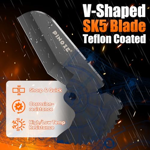 PINOZE PVC Pipe Cutter - 3 Inch Max Opening, Heavy-Duty Ratchet Pipe Cutter Tool with Stabilizer for PVC, PPR, PE, PEX, Plastic Hoses & Plumbing Pipes with Teflon Coated SK5 Blade - Image 3