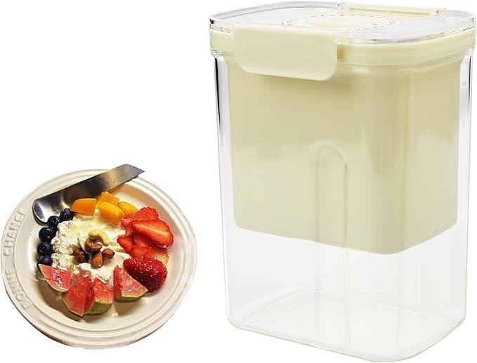 VALUEVIBES Greek Yogurt Strainer 165L Thick Creamy Greek Yogurt Maker with 225 Fine Mesh Strainer Spring Pusher Whey Separator for Homemade Yogurt  - Image 1