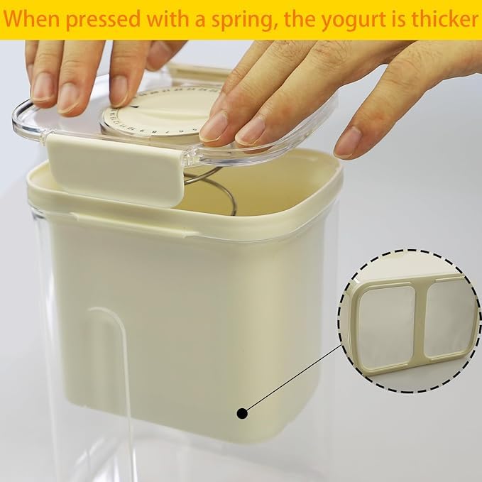 VALUEVIBES Greek Yogurt Strainer 165L Thick Creamy Greek Yogurt Maker with 225 Fine Mesh Strainer Spring Pusher Whey Separator for Homemade Yogurt  - Image 4