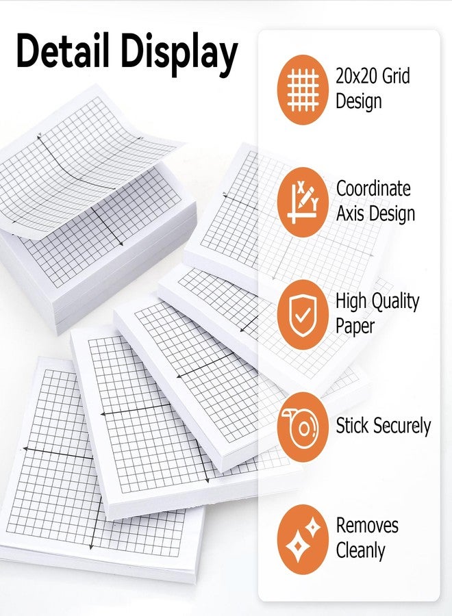 Tecreddy Graph Sticky Notes, 8 Pads, 3x3 Inch, Graph Paper Sticky Notes, Grid Sticky Notes, Coordinate Plane Sticky Notes for Office School Math Supplies - Image 3