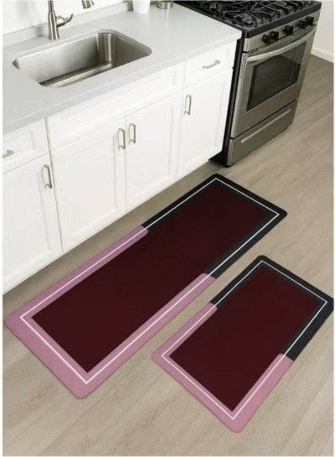Happy Home 2 Pieces Kitchen Floor Mats, Super Absorbent Bathroom Mat, Washable Kitchen Rug, Diatom Mud Non-Slip Floor Mat for Office, Laundry, Bathroom (Size(40x60)+(40x120)cm) - Image 1