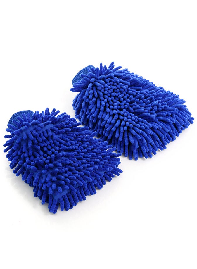 Generic Car Cleaning Gloves Car Wash Mitts Soft Double Sided Car Cleaning Glove Blue  - Image 1