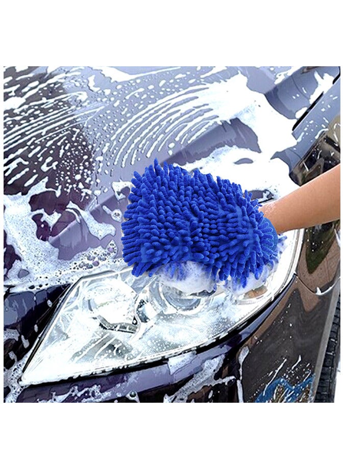 Generic Car Cleaning Gloves Car Wash Mitts Soft Double Sided Car Cleaning Glove Blue  - Image 2