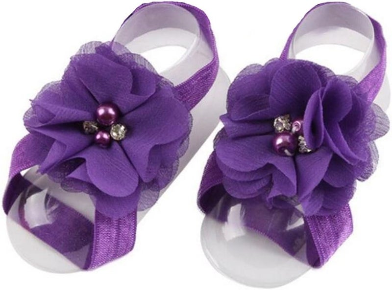 Toptim Baby Girl's Barefoot Sandals Flower for Newborn Toddlers (0-3T) - Image 3
