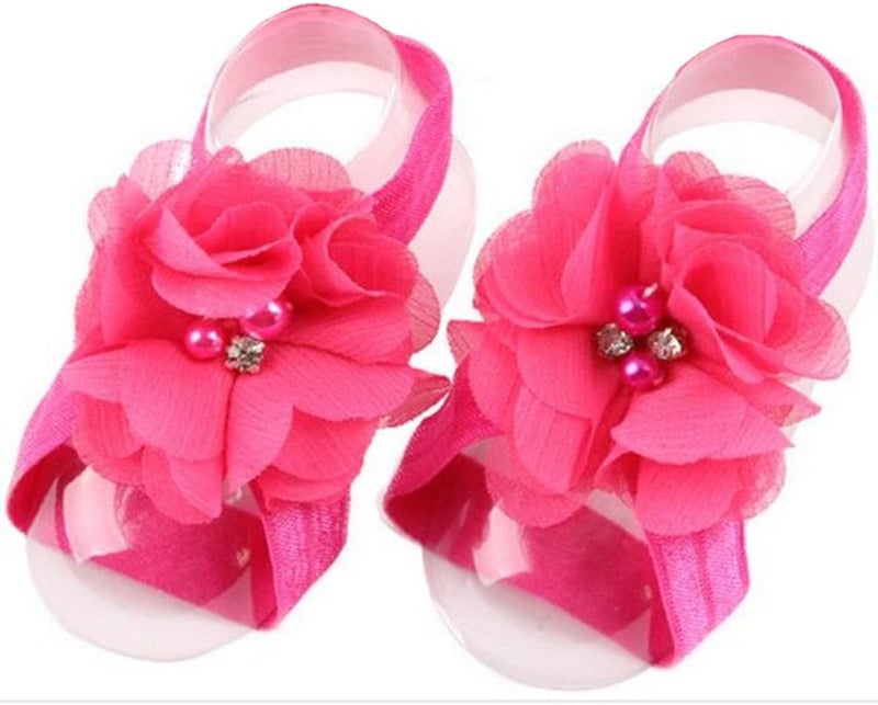 Toptim Baby Girl's Barefoot Sandals Flower for Newborn Toddlers (0-3T) - Image 4