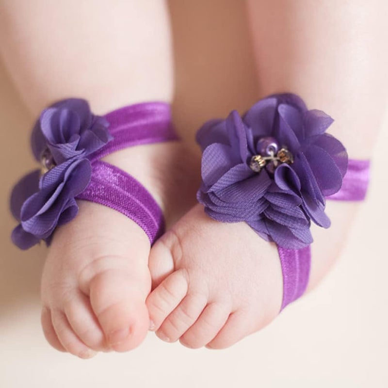 Toptim Baby Girl's Barefoot Sandals Flower for Newborn Toddlers (0-3T) - Image 2
