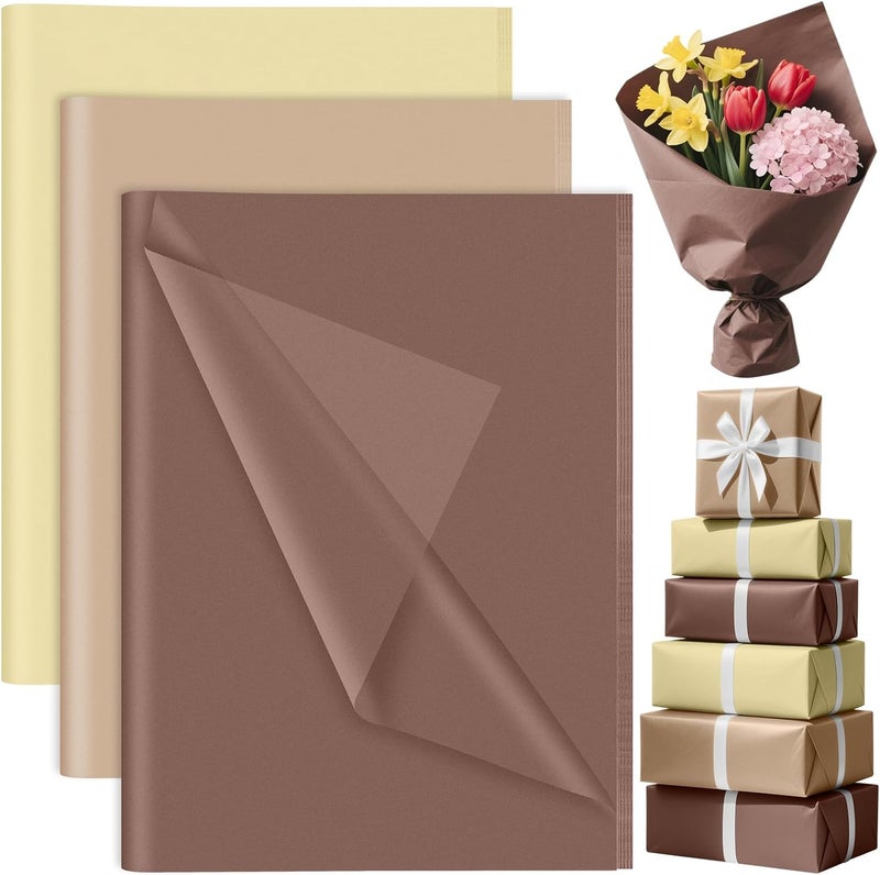 PLULON 90 Sheets Brown Tissue Paper for Gift Bags, Colored Gift Wrapping Paper Tissue Bulk for Crafts Packaging Birthday Baby Shower, Wedding Holiday Flower Bachelorette Bridal Party Decorations - Image 1