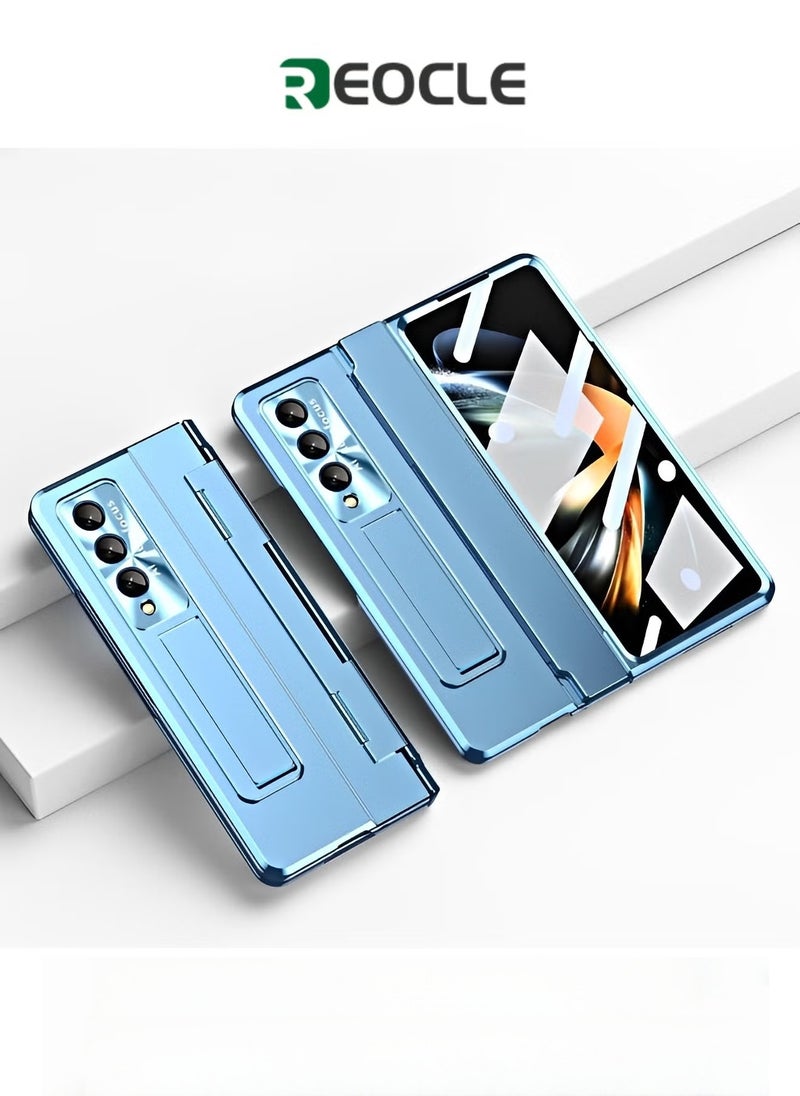 REOCLE Phone Case Phone Cover with Screen Protector Transparent Frosted Stand Hinge Phone Case for Samsung Galaxy Z Fold 3 Fold 4 Fold 5  - Image 1