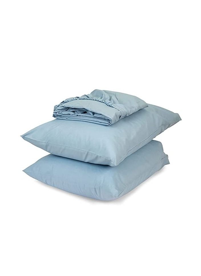 Home of linens - Home of linen-Fitted Sheet Set, Size 120 * 200cm,baby blue - Image 1