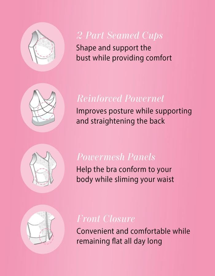 Exquisite Form womens Fully Front Close Longline Lace Posture Bra, White, 36B US - Image 3