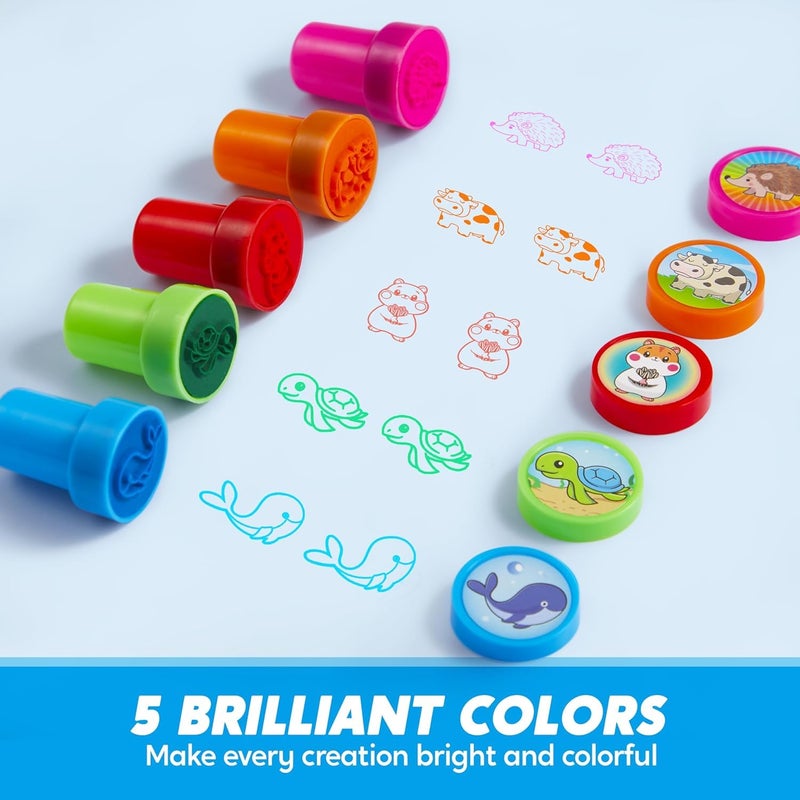 JOYIN 50 Pcs Animal Stamps for Kids, with 50 Different Designs, Farm,Sea Animals,Stamps for Crafting, Prize Box Toys for Classroom, Kids Party Favor, Easter Party Favor Goodie Bag - Image 2