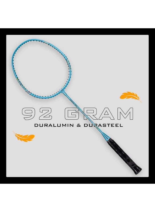 HUNDRED Powertek 200 Badminton Racket – Pre-Strung Lightweight Aluminium (Light Blue), Ideal for Beginners & Training - Image 1