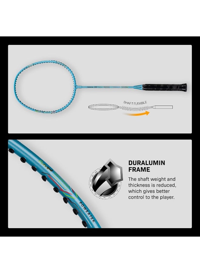 HUNDRED Powertek 200 Badminton Racket – Pre-Strung Lightweight Aluminium (Light Blue), Ideal for Beginners & Training - Image 3