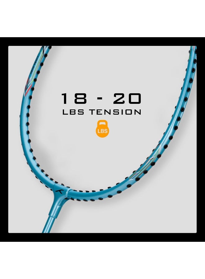 HUNDRED Powertek 200 Badminton Racket – Pre-Strung Lightweight Aluminium (Light Blue), Ideal for Beginners & Training - Image 4