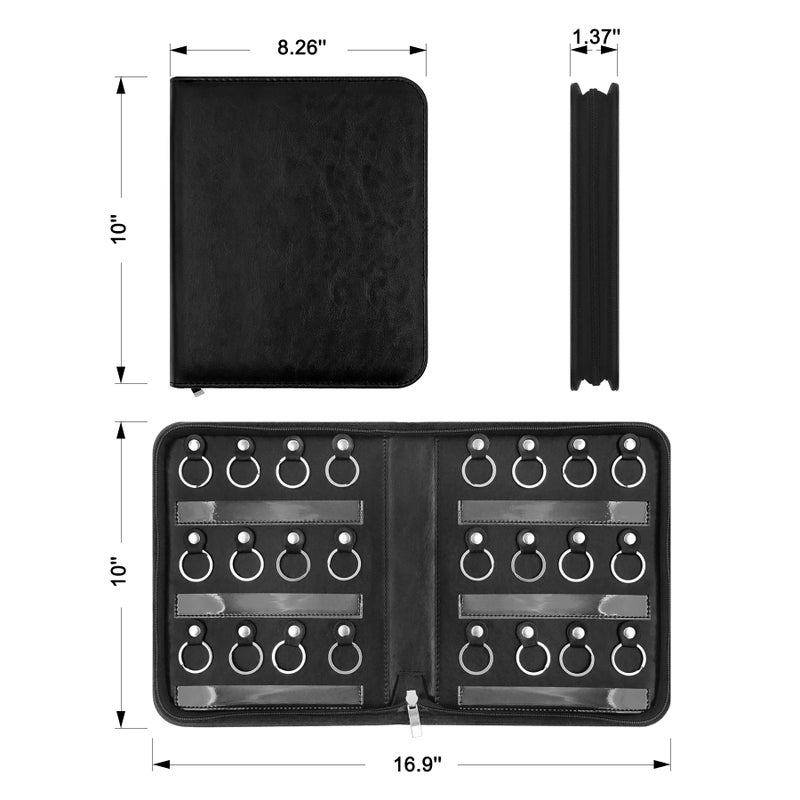 Bstansion Portable Zippered Key Case,Leather Key Organizer with 24 Hooks Key Storage,Portable Manager and Landlord Key Holder,Zipper Keys Organizers for Estate Agent,Hotel Executives,Car Service Key Box - Image 2