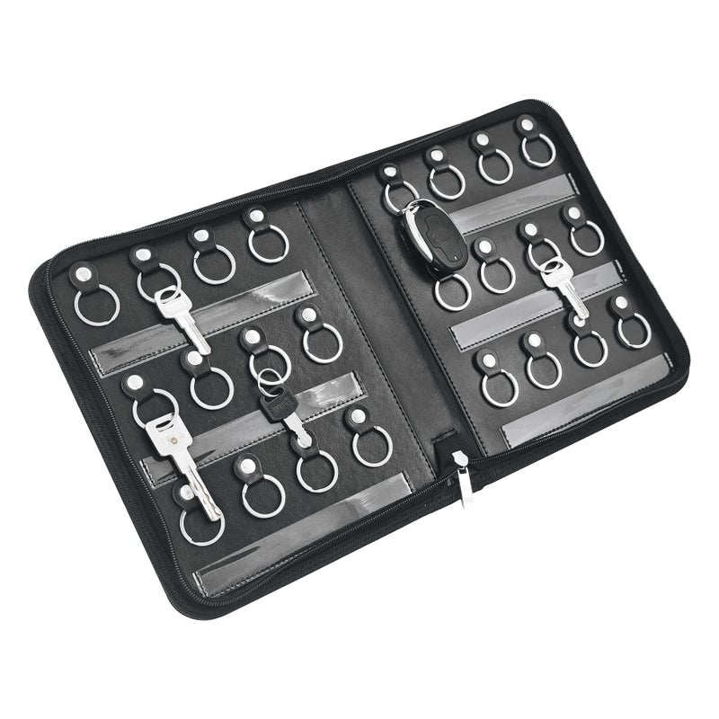 Bstansion Portable Zippered Key Case,Leather Key Organizer with 24 Hooks Key Storage,Portable Manager and Landlord Key Holder,Zipper Keys Organizers for Estate Agent,Hotel Executives,Car Service Key Box - Image 1