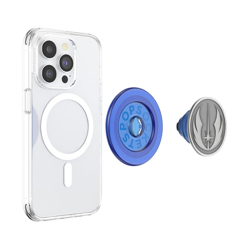 POPSOCKETS قبضة هاتف لمغناطيس ماج سيف مع قاعدة قابلة للطي، قاعدة مغناطيسية، قمة قابلة للتبديل، تثبيت آمن لجرابات آيفون ماج سيف، قبضة هاتف وجهاز لوحي، ستار وورز - أيقونة جيدي المينا - Image 3