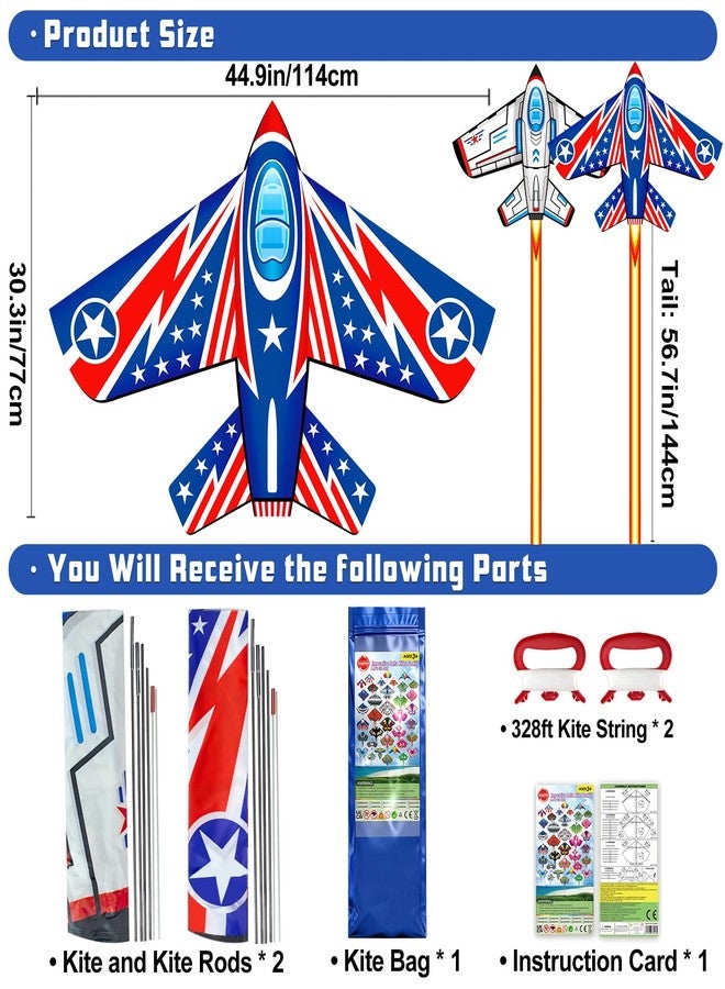 Ynanimery 2 Pack Airplane Kites for Kids and Adults, Kites for Kids Age 4-8 8-12 Easy to Fly for Beginners, Easy to Assembled Colorful Kite for Beach Outdoor Toy Games & Family Trip - Image 5