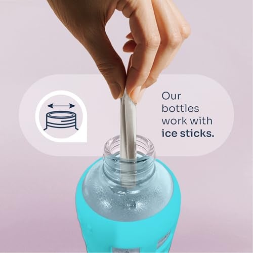 purifyou 40oz / 32oz / 22oz / 12oz Borosilicate Glass Water Bottle with Time & Volume Markers, Silicone Sleeve, Stainless Steel Lid | Reusable Glass Bottle for Water & Juice (22oz Aqua Blue) - Image 5