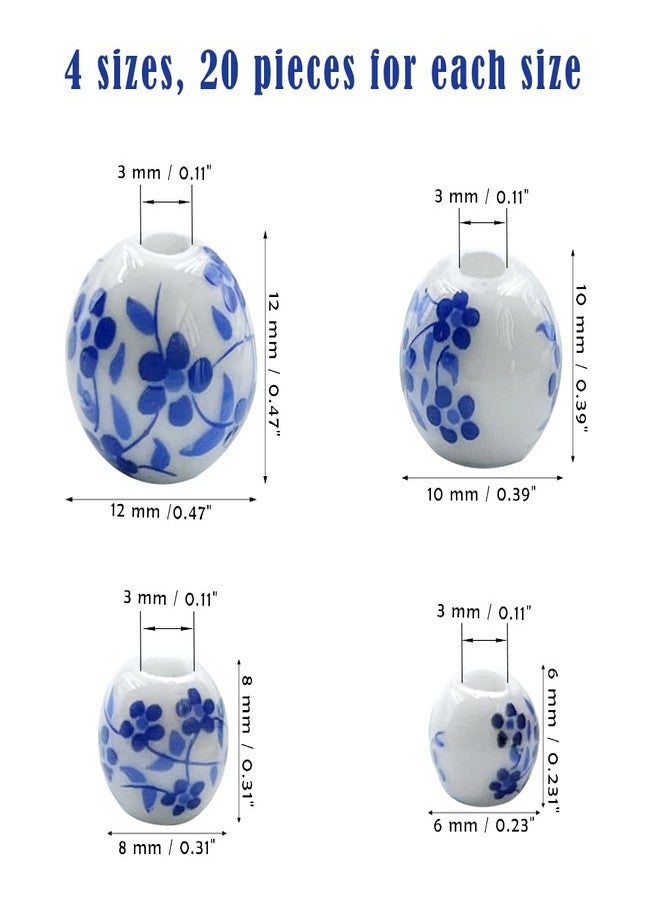 metulip About 80Pcs Ceramic Beads Porcelain Beads for Crafts Making Size 6mm 8mm 10mm 12mm Blue and White Beads Round Ceramic Spacer Beads for Handmade Crafts Making Bracelets Necklace - Image 2