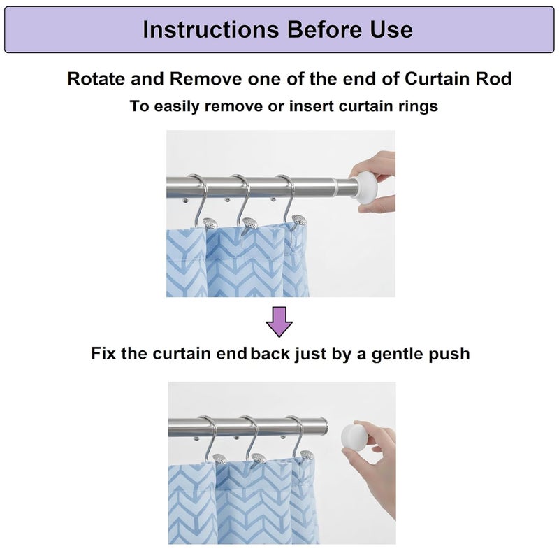 Swaze Drill-Free Adjustable Curtain Rod – Extendable rod for Curtains, Shower, Windows & Clothes Hanging | No Drill Shower Rod | Self Adjust Curtain Pipe, Steel Telescopic Stand (1050mm-1950mm RB) - Image 4
