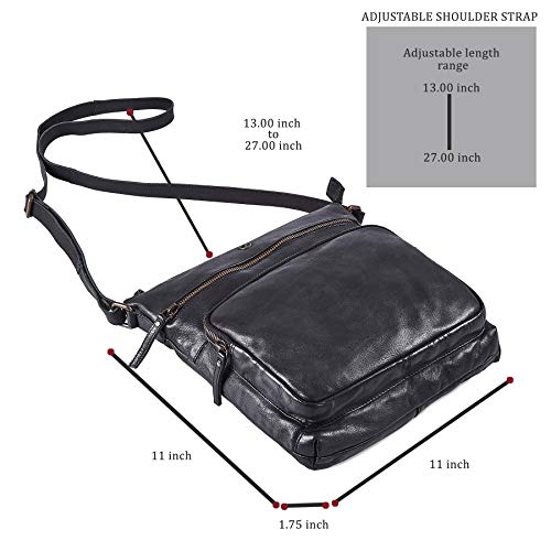 Cochoa Crossbody Bags for Women Real Leather Purse Handmade Vintage Crossover Shoulder Pocketbook (Black Washed Vintage) - Image 4