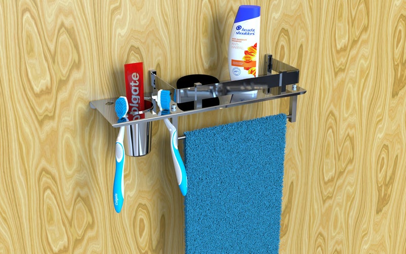 Filox 3-in-1 Bathroom Organizer Shelf - Smartly Designed Bathroom Rack with Shelf, Towel Rod, and Tumbler Holder - All in one Unit to Save Space and Keep Your Essentials Organized - Image 5