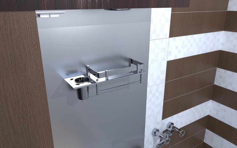 Filox 3-in-1 Bathroom Organizer Shelf - Smartly Designed Bathroom Rack with Shelf, Towel Rod, and Tumbler Holder - All in one Unit to Save Space and Keep Your Essentials Organized - Image 4