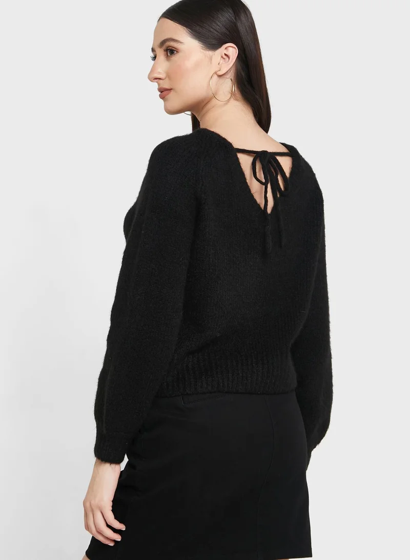 Jacqueline de Yong Tie Detail Knitted Sweater