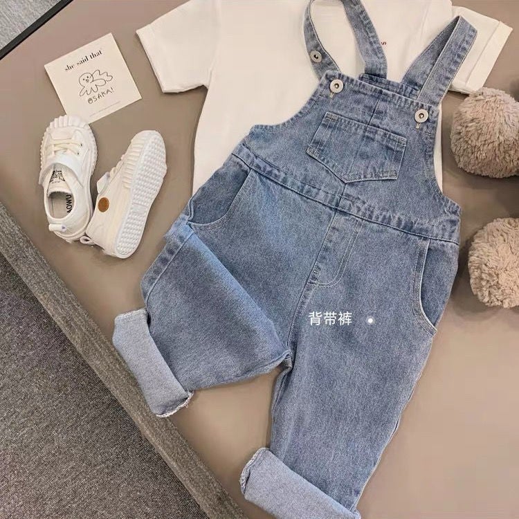 2023 Fashion Boys' Pants Korean Style Children'S Jeans Boys' Strapped Pants - Image 2