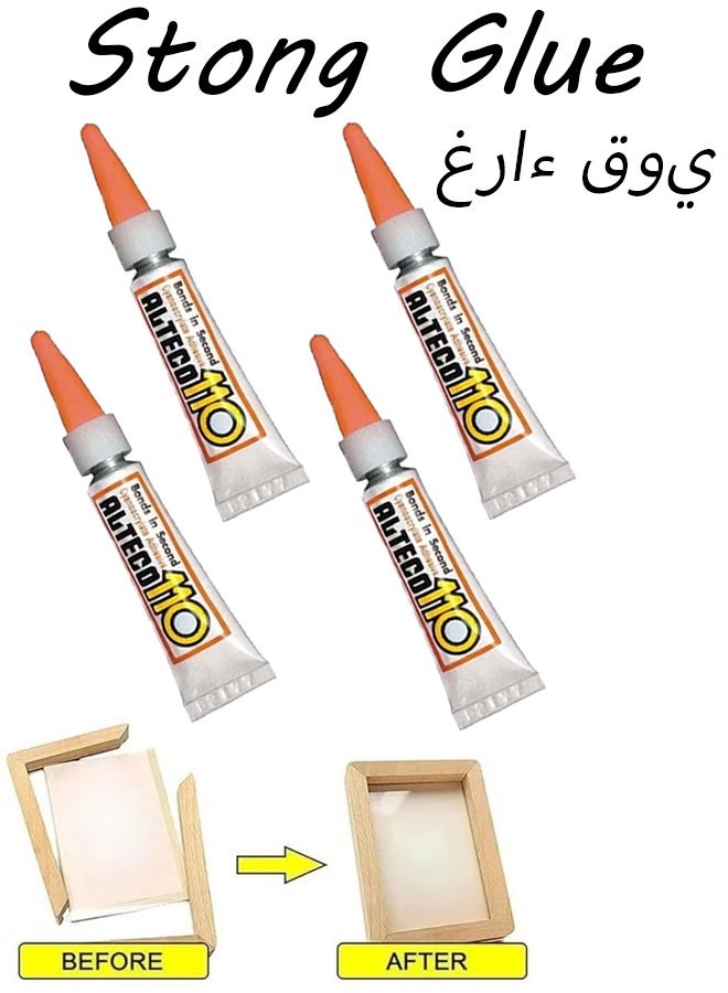 ألتيكو 4 قطع من غراء Alteco 110 Super Glue القوي متعدد الاستخدامات، غراء سيانو أكريليت فوري سريع الجفاف لإصلاح الزجاج والمعدن والخشب والبلاستيك، مناسب للاستخدام المنزلي والحرف اليدوية على الأسطح المتنوعة - Image 1