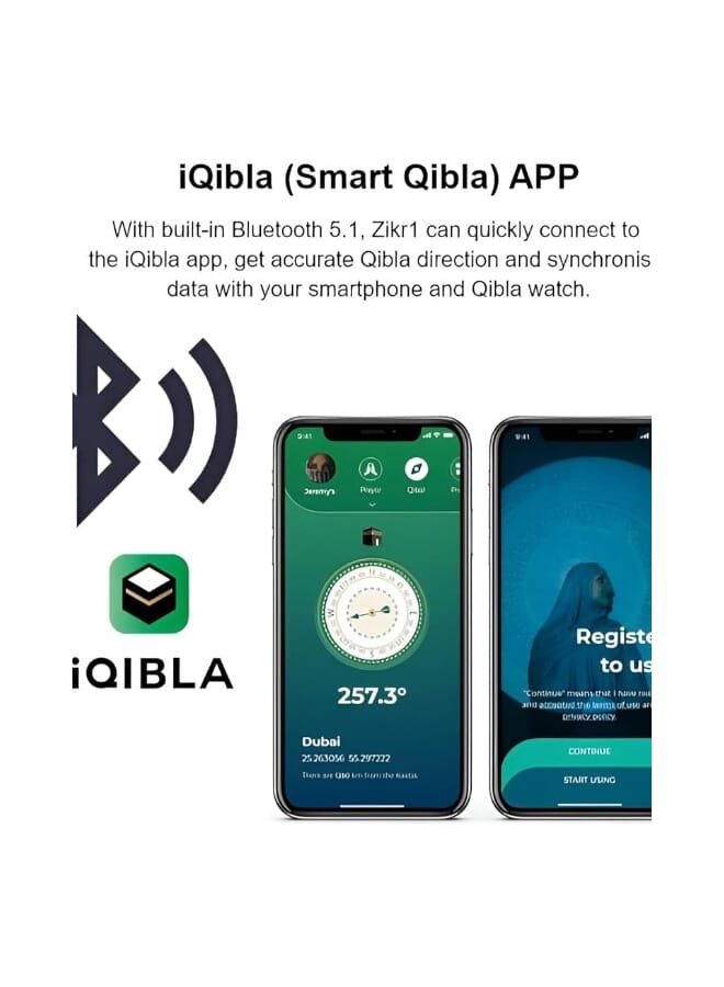 18mm Zikr Ring Smart Ring with Vibration Reminder Tasbih Counter and Bluetooth Connection for Exclusive IQIBLA App and 5 Daily Prayer Reminders Multicolour - Image 2