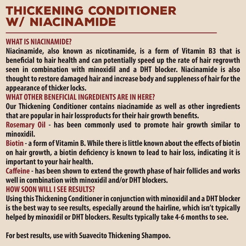 Suavecito Hair Thickening Conditioner With Niacinamide For Thinning Hair - Biotin Conditioner With Caffeine - Repairs Damaged Hair & Fights Hair Loss - Image 5