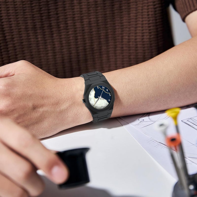 NIBOSI Men's Business Watches Analog Minimalism Dial Octagon Watches for Men Casual Waterproof Dress Wrist Watch Black Plastic Strap - Image 5