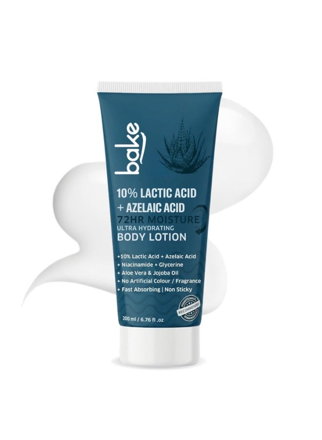 BAKE 10% Lactic Acid Body Lotion with Azelaic Acid | Smooths Rough & Bumpy Skin, Exfoliates Skin & Reduces Body Acne | Ultra Hydrating Body Lotion | 200ml - Image 1