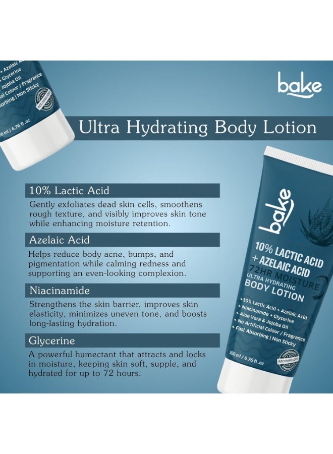 BAKE 10% Lactic Acid Body Lotion with Azelaic Acid | Smooths Rough & Bumpy Skin, Exfoliates Skin & Reduces Body Acne | Ultra Hydrating Body Lotion | 200ml - Image 3