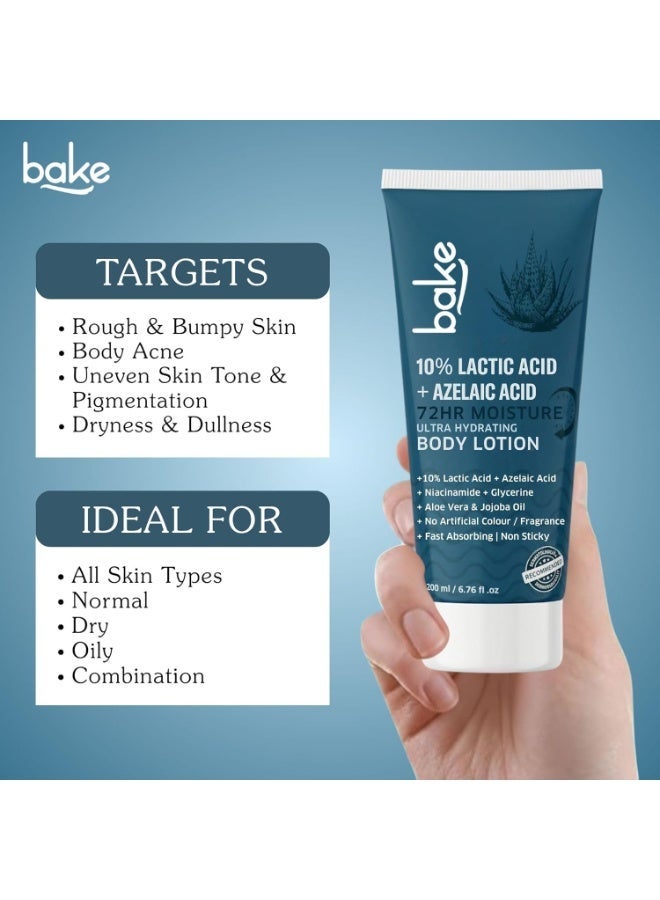BAKE 10% Lactic Acid Body Lotion with Azelaic Acid | Smooths Rough & Bumpy Skin, Exfoliates Skin & Reduces Body Acne | Ultra Hydrating Body Lotion | 200ml - Image 2