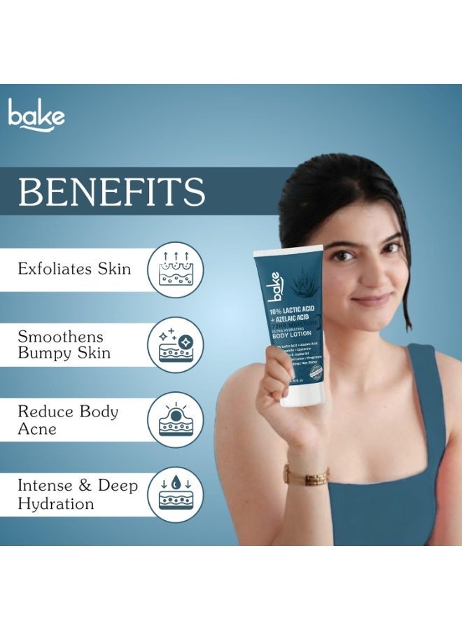 BAKE 10% Lactic Acid Body Lotion with Azelaic Acid | Smooths Rough & Bumpy Skin, Exfoliates Skin & Reduces Body Acne | Ultra Hydrating Body Lotion | 200ml - Image 4
