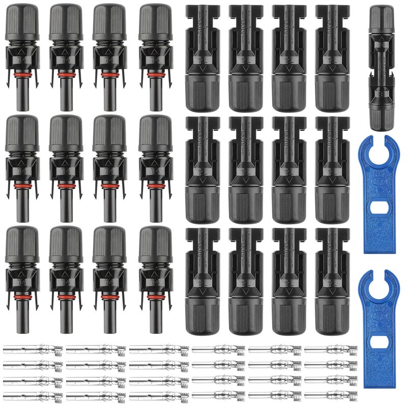 MXTIMWAN 12 Pairs Solar Panel Plugs, Male/Female Solar Panel Plugs, Waterproof, Solar Plug Set with 2 Wrenches for 2.5/4/6 mm² Solar Panel PV Cable - Image 1
