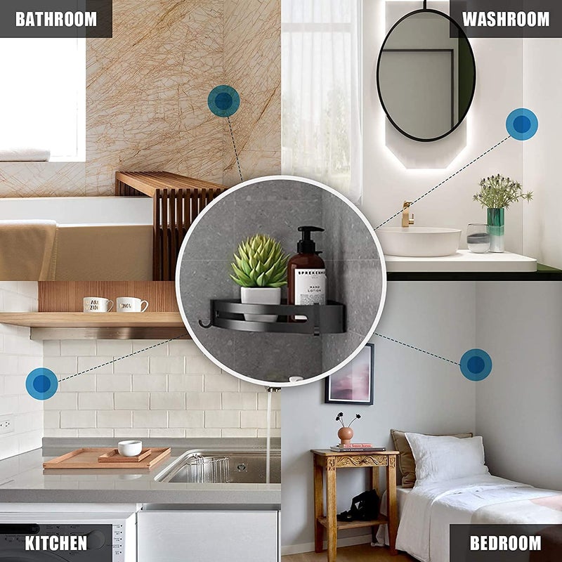 DINACO SelfAdhesive Aluminium Bathroom Corner Shelf Rack Bathroom Corner Organizer Stand Bathroom Organisers Storage Racks Bathroom ShelfShelves Corner Queen - Image 5