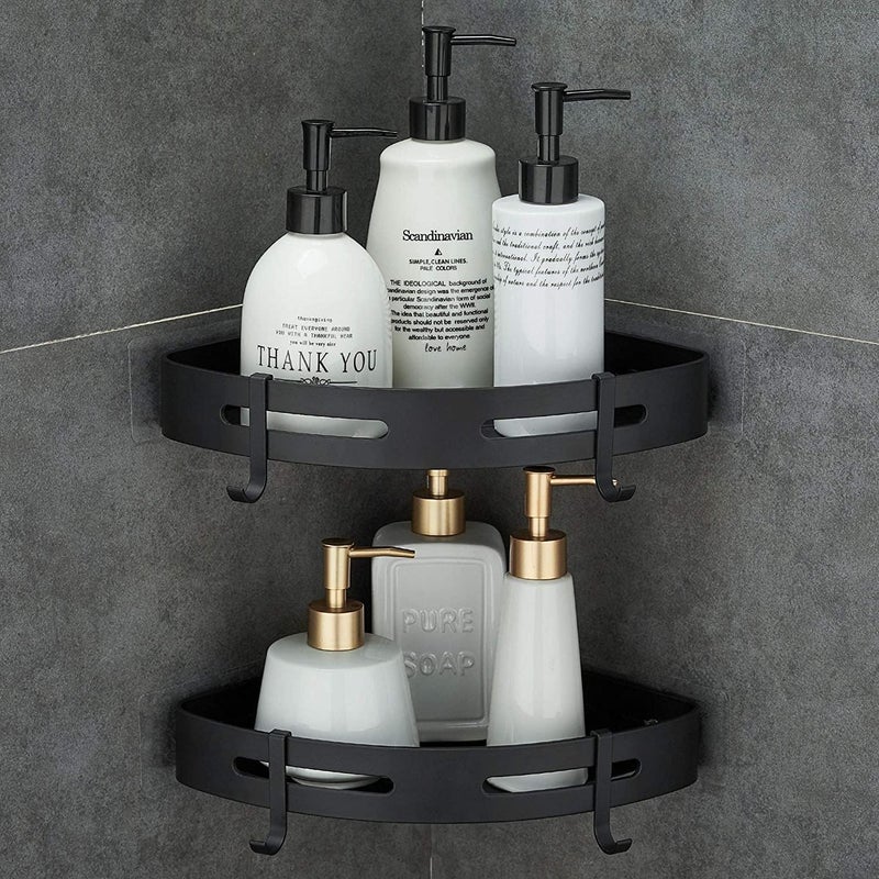 DINACO SelfAdhesive Aluminium Bathroom Corner Shelf Rack Bathroom Corner Organizer Stand Bathroom Organisers Storage Racks Bathroom ShelfShelves Corner Queen - Image 1