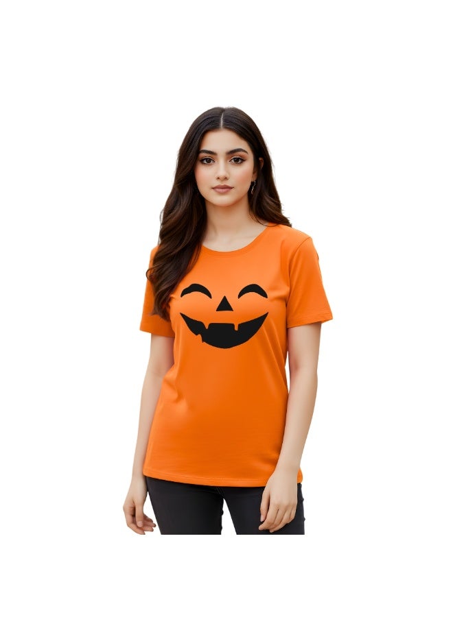برينت شوب فور مي تي شيرت برتقالي للبالغين لعيد الهالوين - تي شيرت للجنسين برقبة دائرية وأكمام قصيرة مصنوع من القطن بنسبة 100% - ملابس كاجوال أنيقة وجيدة التهوية للرجال والنساء - Image 2